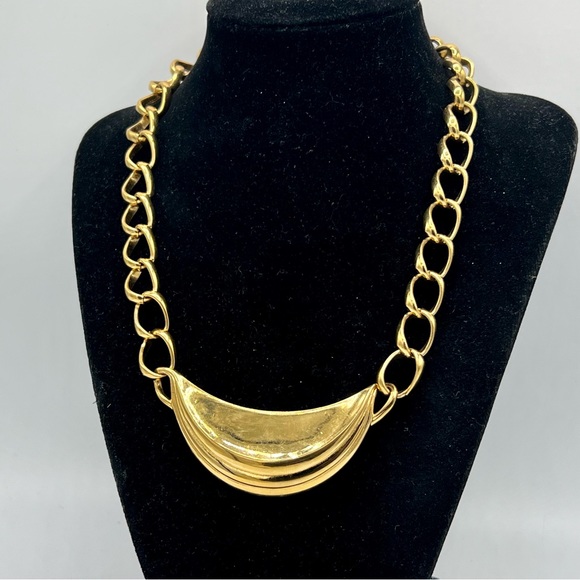 Vintage MONET gold statement collar necklace choker 16” - Picture 7 of 9